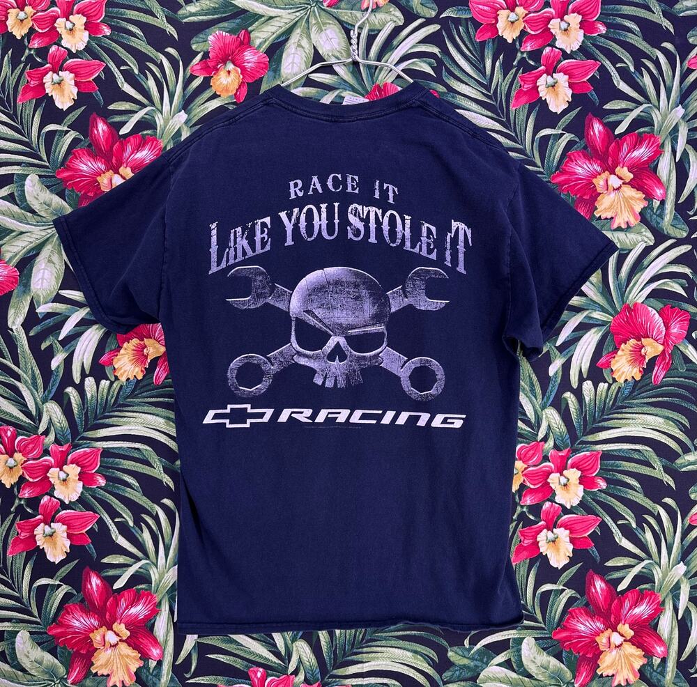 Chevy Racing Race It Like You Stole It Black Tee Size Large